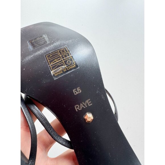 NWOB RAYE Kimme Black Leather Thong Stiletto Heel Sandals, Size 5.5 - Picture 10 of 11